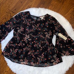 Boho Floral Ruffled Top